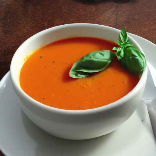 Cold tomato and orange soup with basil