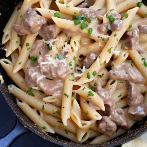 Creamy Beef and Caramelized Onion Pasta