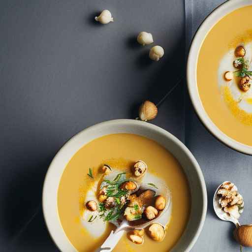 Creamy Parsnip Borscht with Hazelnuts and Chives