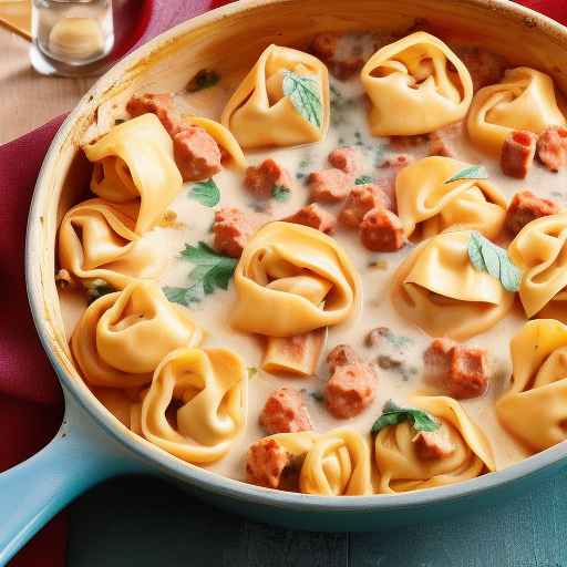 Creamy Tomato and Sausage Tortellini Bake