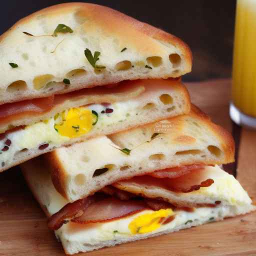 Egg and Bacon Breakfast Focaccia Sandwich