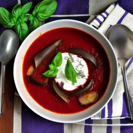 Eggplant and Tomato Borscht with Basil and Olive Oil