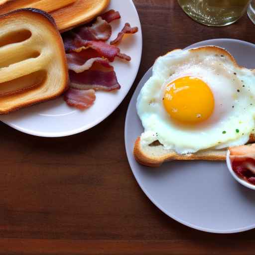 English breakfast with fried egg, bacon, and toast