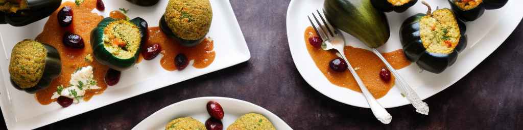 Falafel-stuffed acorn squash with apple-cranberry chutney