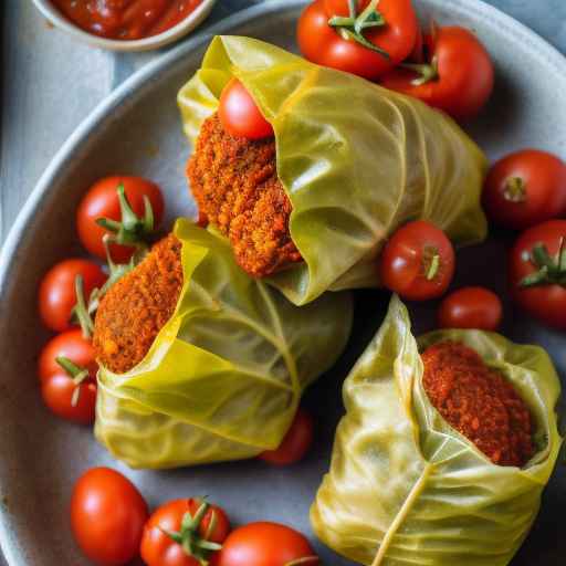 Falafel-stuffed cabbage leaves with tomato sauce