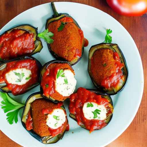 Falafel-stuffed eggplant with tomato sauce