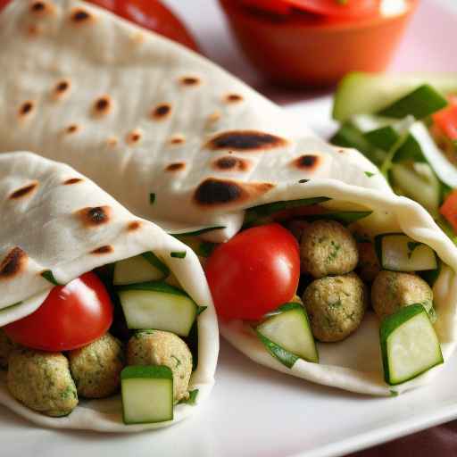 Falafel-stuffed pita pockets with cucumber and tomato salad