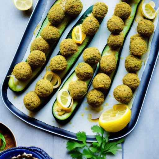 Falafel-stuffed zucchini boats with lemon-tahini dressing