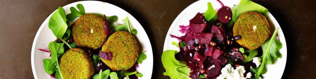 Falafel and beet salad with goat cheese and honey-mustard dressing