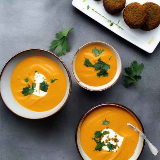 Falafel and butternut squash soup with coconut milk