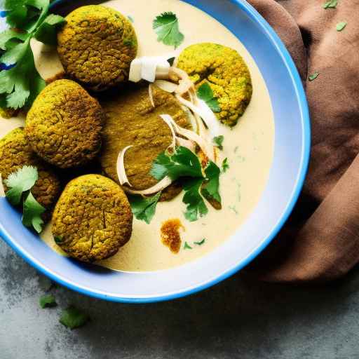 Falafel and cauliflower curry with coconut milk