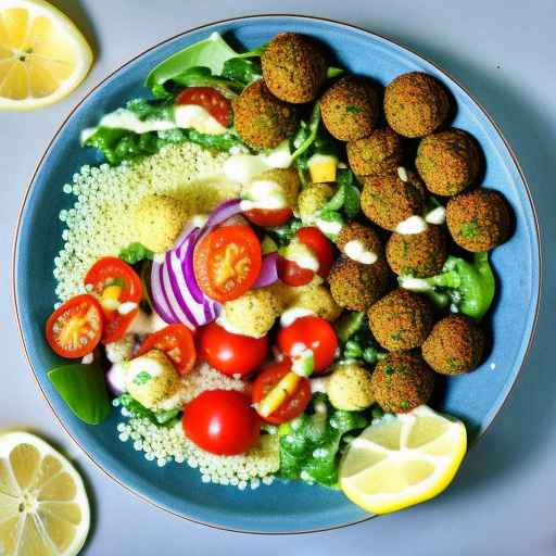 Falafel and Couscous Salad with Lemon-Tahini Dressing