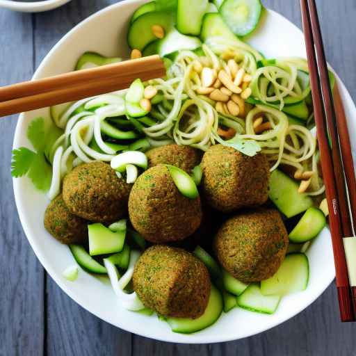 Falafel and Cucumber Noodle Salad with Peanut Sauce