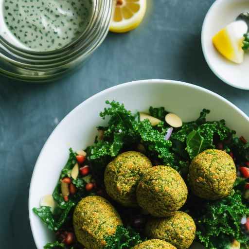 Falafel and kale salad with lemon-tahini dressing