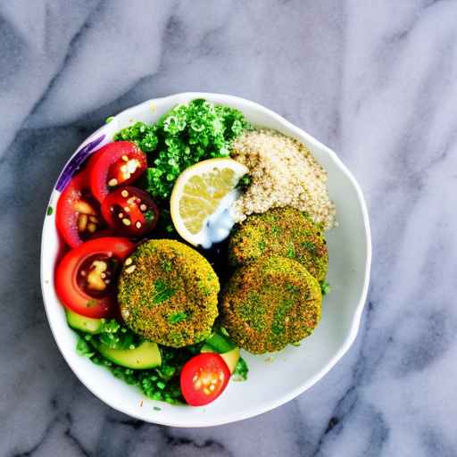 Falafel and quinoa salad with lemon-tahini dressing