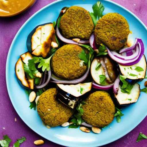 Falafel and roasted eggplant salad with balsamic vinaigrette