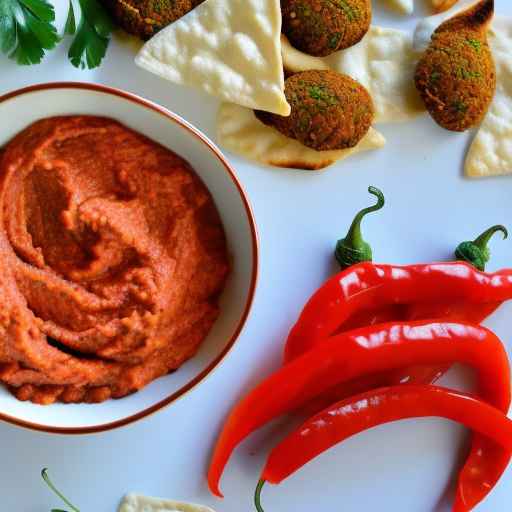 Falafel and Roasted Red Pepper Dip with Pita Chips