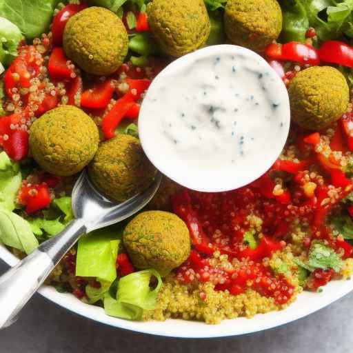 Falafel and roasted red pepper quinoa salad