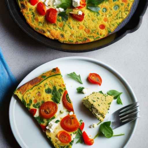 Falafel and roasted vegetable frittata with feta cheese