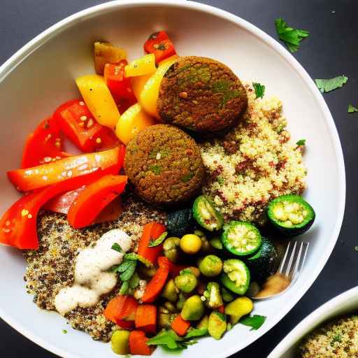 Falafel and roasted vegetable quinoa bowl