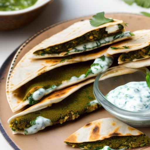 Falafel and Spinach Quesadillas with Tzatziki Sauce