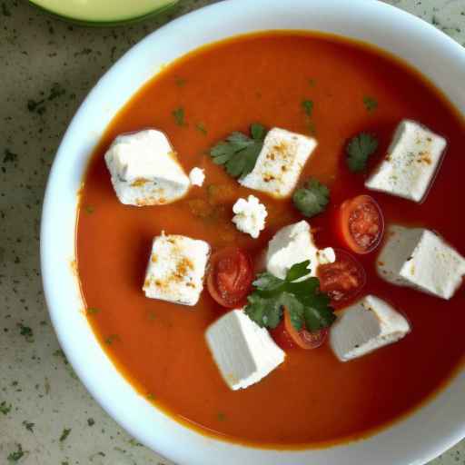 Falafel and Tomato Soup with Feta Cheese