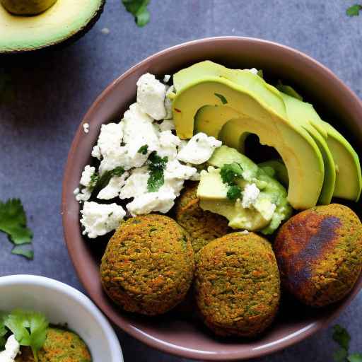 Falafel Breakfast Bowl with Avocado and Feta Cheese