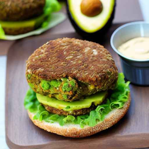 Falafel burger with avocado and tahini sauce