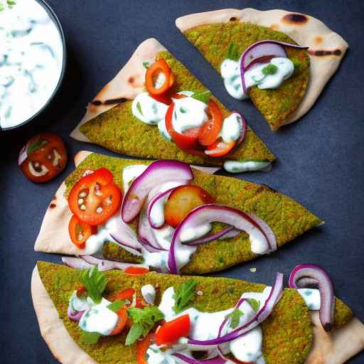 Falafel Flatbread with Tzatziki Sauce and Pickled Vegetables