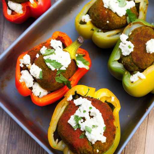 Falafel Stuffed Bell Peppers with Feta Cheese