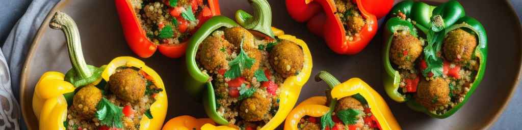 Falafel stuffed bell peppers with quinoa and chickpeas