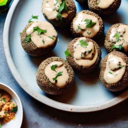 Falafel stuffed mushrooms with tahini sauce