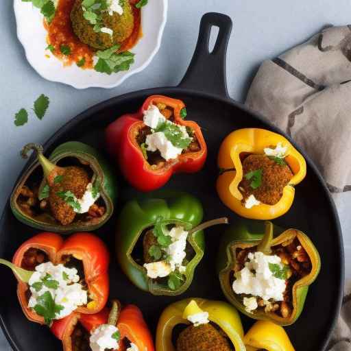 Falafel Stuffed Peppers with Feta Cheese