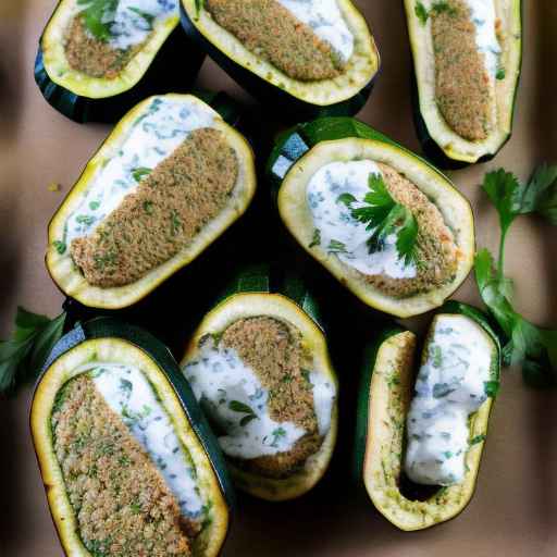 Falafel Stuffed Zucchini with Tzatziki Sauce