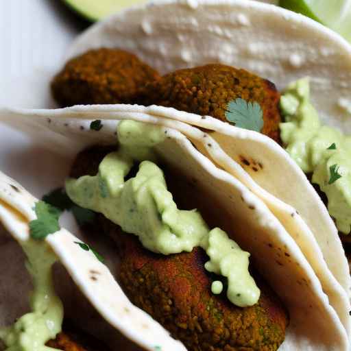 Falafel tacos with avocado salsa and lime crema