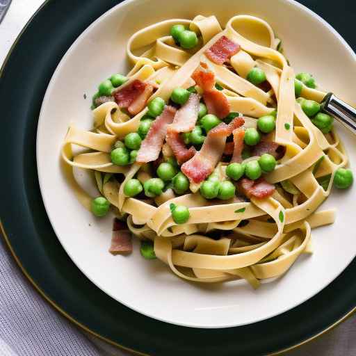 Fettuccine with Bacon and Pea Sauce