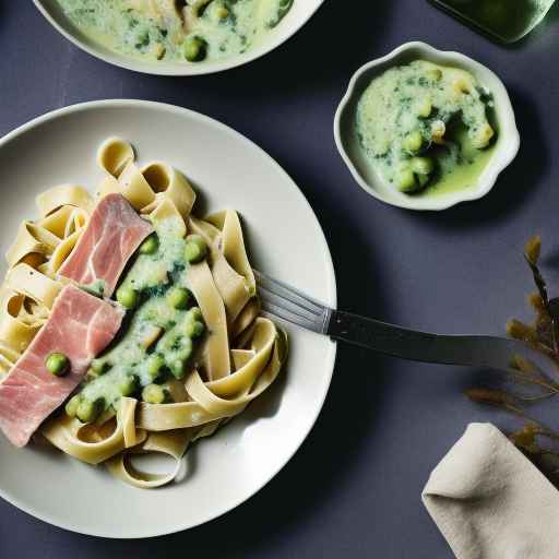 Fettuccine with Creamy Ham and Pea Sauce