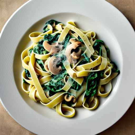 Fettuccine with Creamy Mushroom and Spinach Sauce