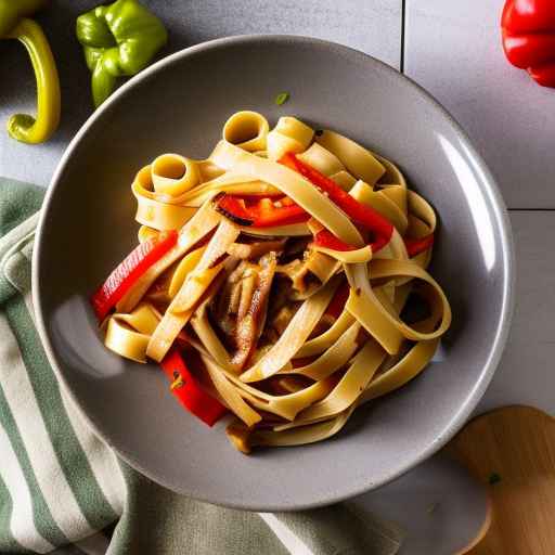 Fettuccine with Grilled Peppers and Onions