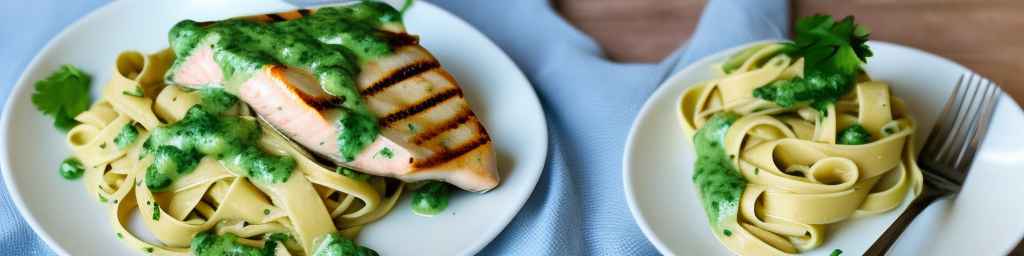 Fettuccine with Grilled Swordfish and Cilantro Lime Dressing