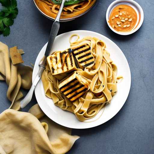 Fettuccine with Grilled Tofu and Peanut Sauce