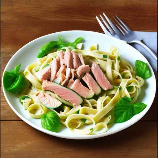 Fettuccine with Grilled Tuna and Cucumber Salad