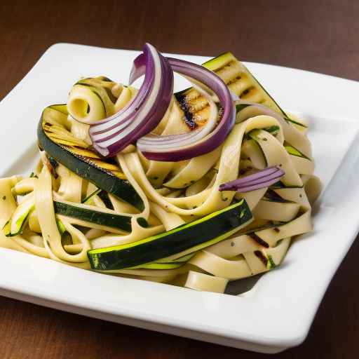 Fettuccine with Grilled Zucchini and Red Onion