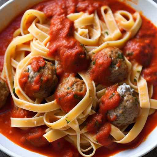 Fettuccine with Meatballs and Tomato Sauce