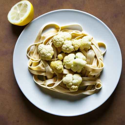 Fettuccine with Roasted Cauliflower and Lemon Tahini Dressing