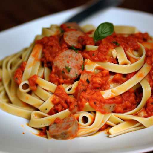 Fettuccine with Sausage and Red Pepper Sauce