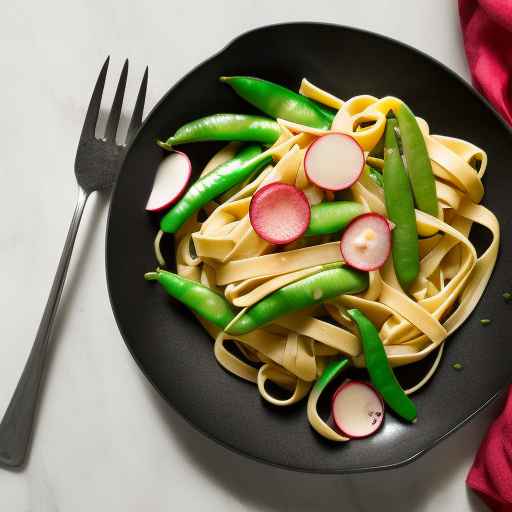 Fettuccine with Sautéed Snap Peas and Radishes