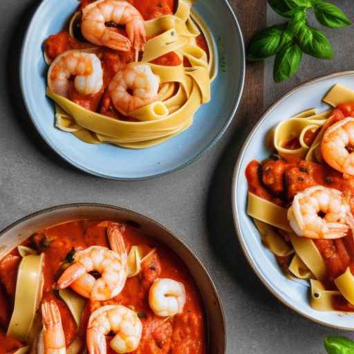 Fettuccine with Shrimp in Tomato Sauce