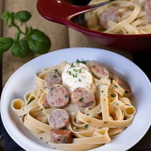 Fettuccine with Smoked Sausage and Tomato Cream Sauce