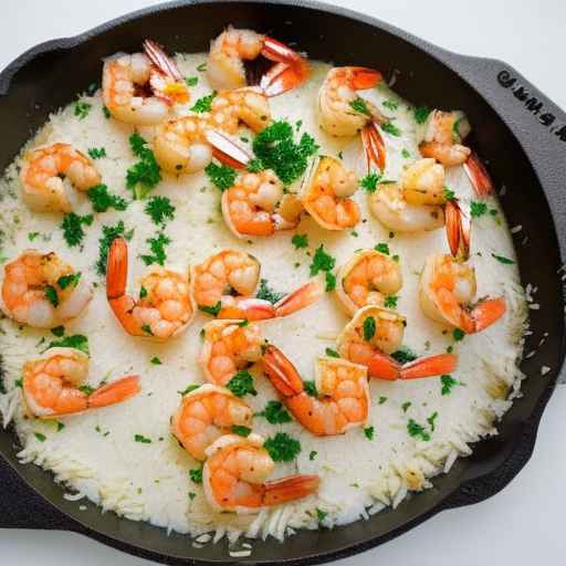 Garlic Butter Shrimp and Rice Gratin